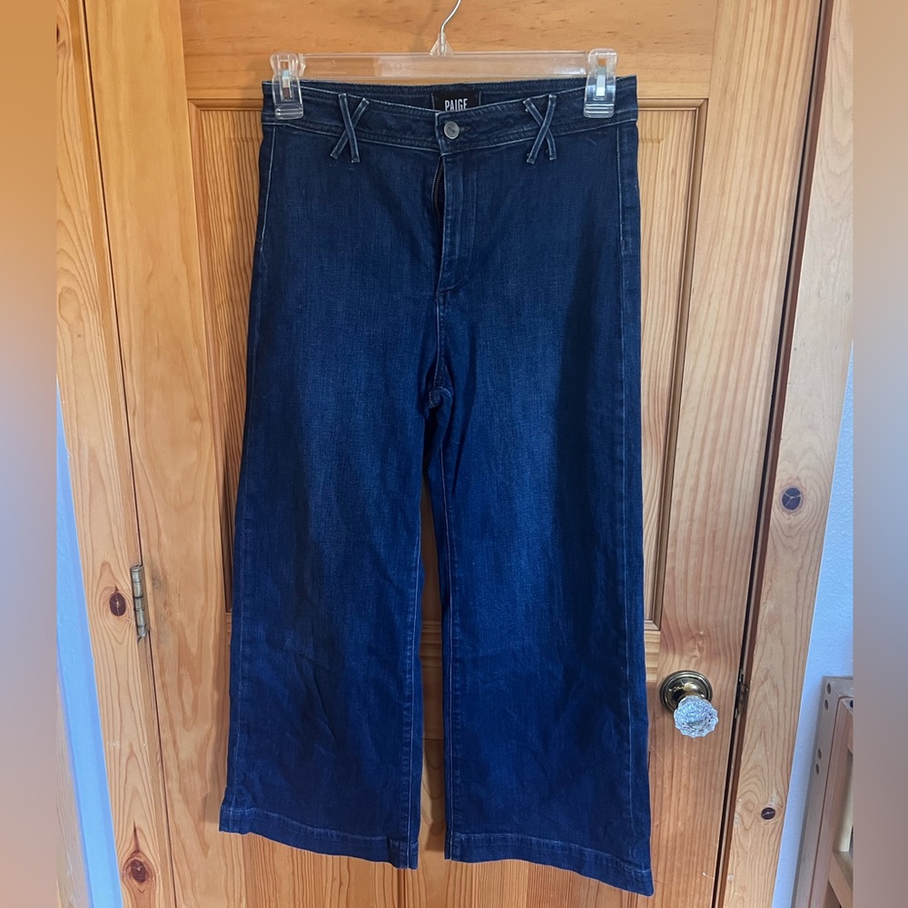 PAIGE denim, dark blue wide leg jeans, size 29